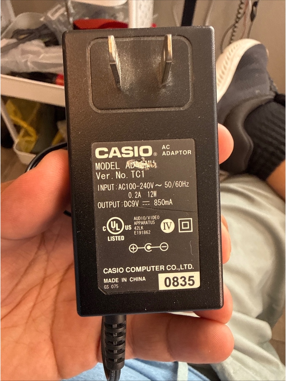 Casio AC Adapter Model AD-5MU Power Supply 12V 850mA